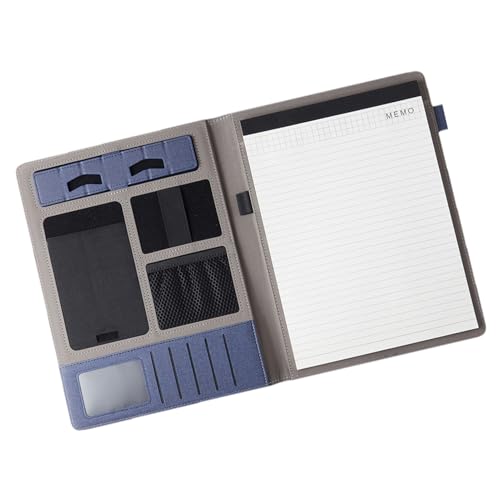 Business-Padfolio,PU-Leder-Padfolio-Inhaber von Rechtsdokumenten,Professioneller Dokumentenplaner mit Notizblock und Visitenkartenhalter für Konferenzen, Männer und Frauen