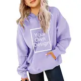 XINYUNZU Hoodie Mädchen Personalisiertes Kapuzenpullover mit Foto und Text, Kinder Sweatshirt mit Kapuze DIY Langarmshirt Bedrucken Geschenk, Individuelle Sweatshirts Outlet Shop Sale Lila 160