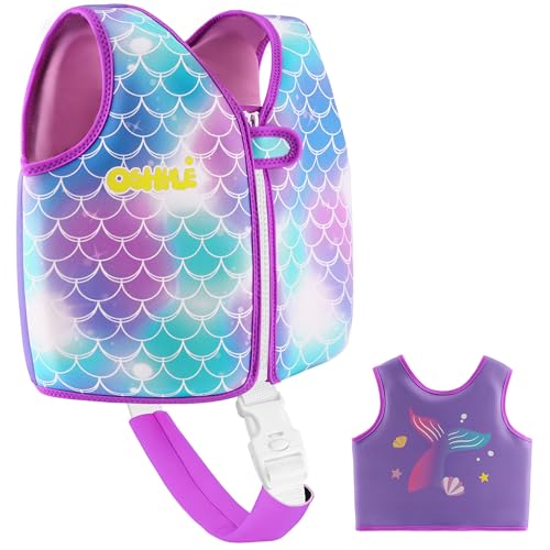 OSHYLE Kinder Schwimmweste - Jungen Mädchen Neopren Schwimmen Jacke Kleinkind Schwimmen Floating Neopren Schwimmweste für 1–9 Jahre (S(1-3), Mermaids)