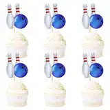 Blumomon 24 Stück Dual Front Bowling Sport Kuchen Dekoration Bowling Sport Cupcake Topper Sport Themed Party Dekoration Passend Für Bowling Sportler Periphere Aktivitäten Dekoration