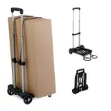 Relaxdays Transportwagen, klappbar, Teleskopgriff, 2 Lenkrollen, Spanngurte, bis 25 kg, kleine Transportkarre, schwarz