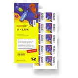 Albellion 10 Stück 0,10 EUR 10 Cent postfrische Selbstklebende Briefmarken | Frankaturware Markenset (Motiv: Flaschenpost)