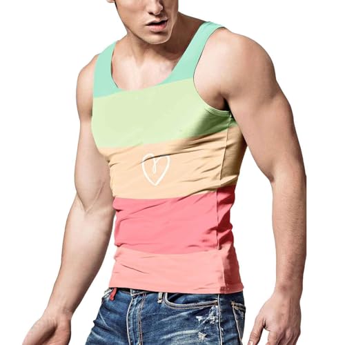 Mymyguoe Tanktop Herren Gym Regenbogen LGBTQ Tank Top LGBT Flag Gay Pride Month Trägershirt Sportweste Bodybuilding Achselshirts Streetwear Casual Tops Rainbow Bedruckte Unterhemd