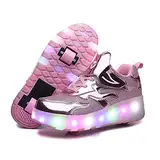 Aizeroth USB Aufladen 7 Farbwechsel LED Blinkend Schuhe Mit Doppelt Rollen Automatisch Räder Rochen Skateboardschuhe Outdoor Fitnessschuhe Gymnastik Laufschuhe Sneakers für Jungen Mädchen Geschenk