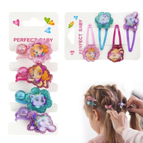 Homefantasy Spangen Mädchen,4 Stück Paw Patrol Haarspangen,4 Stück Haarspangen Kinderschmuck,Paw Patrol Schmuck,Cartoon Haarspangen,für Mädchen Geschenke,Advent,Neujahr