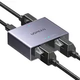 UGREEN LAN Splitter 1 auf 2 1000Mbps Ethernet Splitter LAN Switch 2 Port mit Type-C Stromkabel Gigabit Ethernet Switch für Computer, Hub, Switch, Router, Set-Top Box, PS5, TV usw.