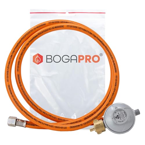 BOGAPRO Gasdruckregler mit Gasschlauch 30 mbar inkl. Polybeutel