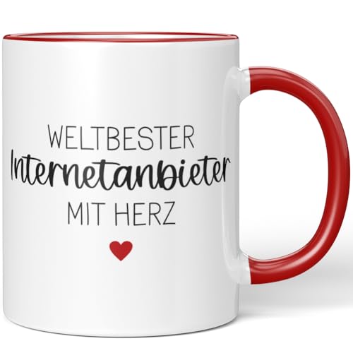 JUNIWORDS Tasse, Weltbester Internetanbieter, Rot (6683774)