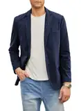 Elegancity Herren Cord Anzugjacke Blau Retro Sakko Freizeit Blazer Regular Fit Winterjacken Mit 3 Taschen L