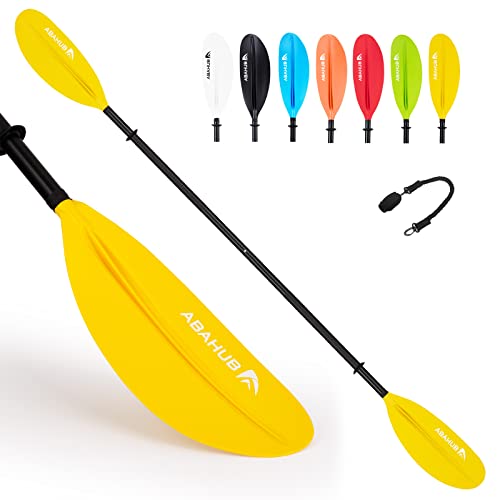 Abahub 218/230/241cm Kajak Paddel Aluminium Doppelpaddel mit Paddelleine für Kajakfahren Ruderboot Kanusport Aluminiumlegierungs Schaft Kunststoff Klingen Schwarz/Weiß/Rot/Blau/Grün/Orange/Gelb