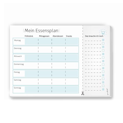 Notiz-Block Mein Essensplaner I dv257 I DIN A4 I 50 Blatt I Essens-Organizer mit Einkaufs-Liste Vordruck Block für Familien zum Abreißen