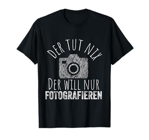 Vintage Kamera Digital Fotos Geschenke - Der tut nix will nur Fotografieren - Fotografie Fotograf T-Shirt Schwarz Klein EU 3/4 Ärmel Unisex Erwachsene T-Shirt