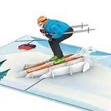 papercrush® Pop-Up Karte Skifahrer - Lustige Gutscheinkarte für Skifahren oder Skiurlaub, 3D Gutschein für Skipass oder Skikurs, Handgemachte Ski Geschenkkarte für Weihnachten, Winter Geburtstagskarte