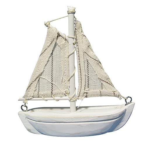 Rayher 8606500 Segelboot aus Polyresin, Rumpflänge 7,5 cm, Höhe mit Mast ca. 8,5 cm, perfekt für maritime Dekorationen