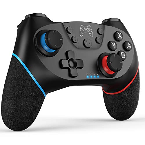 diswoe Verbesserter Controller für Switch/Switch OLED/Switch Lite, Pro Controller für Switch mit Aufwachen, Controller Wireless Switch mit 6-Achsen Gyroskop, Double Shock, Turbo