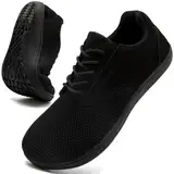 Oltyutc Barfuss Schuhe Damen Sneaker Sportschuhe Turnschuhe rutschfest Laufschuhe Breite Füße Atmungsaktiv Walkingschuhe Leicht Traillaufschuhe Minimalistische Schwarz EU40