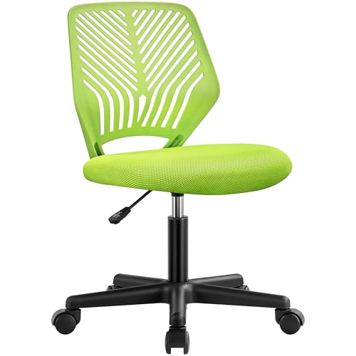 Yaheetech ergonomisch Schreibtischstuhl Bürostuhl ohne Armlehnen Drehstuhl mit Rücklehne Arbeitsstuhl höhenverstellbar 136 kg belastbar 50 x 55 x 79-92 cm Grün