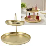 Topyond 2-stufiges Schmuck-Serviertablett, Desserttisch-Präsentationsset, eleganter, einfacher, robuster, Stabiler Metall-Mehrzweck-Cupcake-Ständer für Familienbüro, Café, Bar