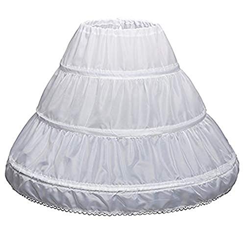 Petticoat Reifrock,Halber Slip Mädchen Petticoat 3 Ringe Blumenmädchen Reifrock Petticoat Underskirt Crinoline für Prinzessin Rockabilly Kleid Weiß Poloster 65CM