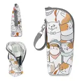 QOWIJZE 1 Stück Lsoliertasche Babyflasche,Babyflaschen Wärmer,Baby Flaschen Thermotaschen,Baby Milchflaschen Wärmer,Tragbare Babyflaschentasche,Für Kinderwagenreisen Im Freien,Kätzchen