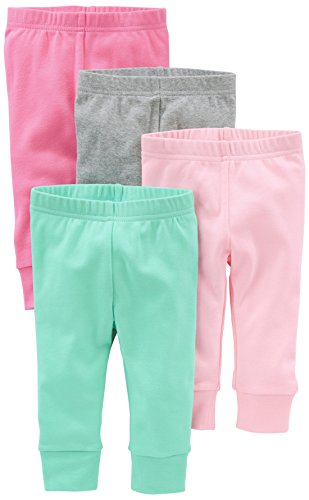 Simple Joys by Carter's Baby-Mädchen 4-Pack Pant Hose, Minzgrün/Rosa/Grau, 0-3 Monate (4er Pack)