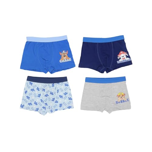 Paw Patrol Spiderman Jungen 4er Pack Boxershorts Unterhosen mit unterschiedlichen Motiven Underwears Kinder Unterhosen set 98-128 cm (98/104, Blau, Regular)