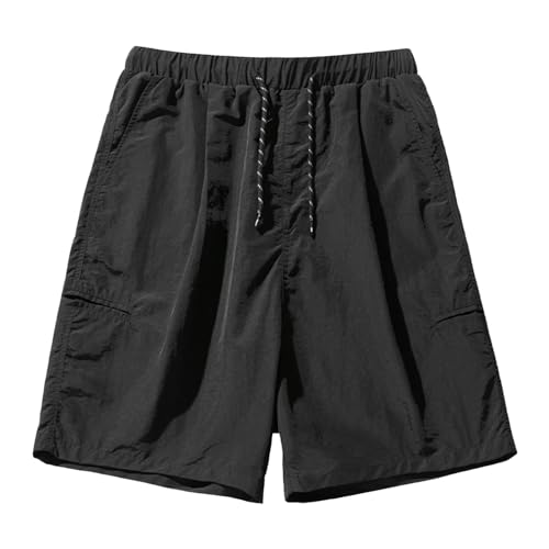 Cargo Shorts Herren Schwarz für Herren, Coole Outdoor-Viertelhose den Sommer Badehose(Schwarz,XXL)