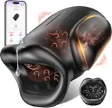 Elektrischer Mundförmig Masturbieren für Männer, VIJISA Weich Oralsex Masturbator Eichel Stimulator mit 10 Vibrations & APP, Sex Spielzeug für die Männer Taschenmuschi Leise Penis Vibrator Paare Solo