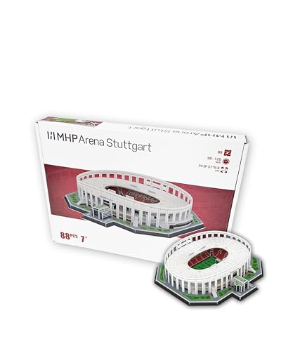 MHP Arena Stuttgart 3D Puzzle | Puzzle VfB Stuttgart Stadion | Fanartikel für VfB Fans & Sammler | 88+ Teile | Aufgebaut 35x37x10 cm