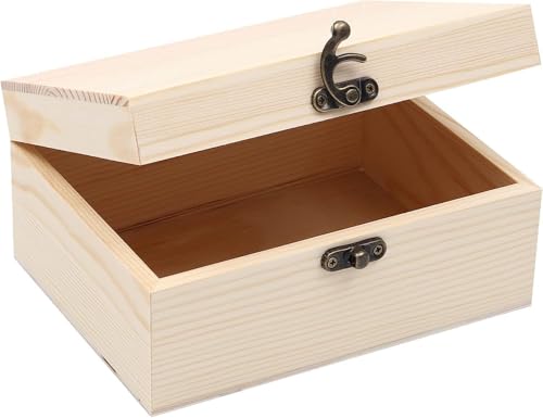 Holzkiste mit Deckel 17*13*8cm, Holztruhe Erinnerungsbox Baby Holzbox Allzweckkiste Aufbewahrungsbox Schmuckkästchen mit Scharnierdeckel Erinnerungskiste Bastel Geschenkbox Spielzeug Werkzeuge