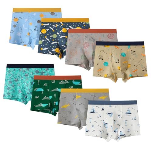Anntry Kinder Weiche Baumwollene Unterwäschen Kleinkind 8 Pack Kleine Jungen Sortiert Boxer Shorts Slips 2-12 Jahre