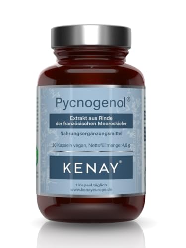 Pycnogenol-Extrakt aus Rinde der französischen Meereskiefer -pinus pinaster-100mg pro Tagesdosis-pflanzliche Kapsel-vegan-Ohne Magnesiumstearat-30 Kapseln vegan KENAY EUROPE