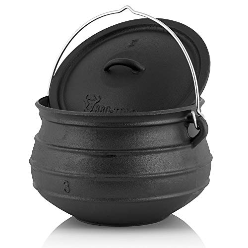 BBQ-Toro Potjie l Gusseisen Hexenkessel (Potjie #3 (ca. 8 Liter), ohne Füße) Guss Kochtopf l Südafrikanischer Dutch Oven