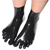 Rubberfashion Latex Zehen Socken kurz - extra dicke -Zehensocken knöchel lang - Latex Strümpfe für Damen und Herren schwarz 0.8mm L