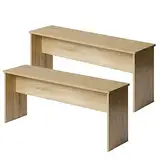 LafeuR Sitzbänke für Esszimmertisch, 2er Set, Küchenbänke, Esstischbänke,110x30x45 cm，Holzbank,Schlafzimmer oder Küche,Eiche