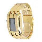 LANTRO JS Exquisite Fashion Herren-LED-Armbanduhr Mit Binärer Zeitmodusanzeige, wasserdichte Legierung Für Herren(Gold)