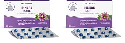 Dr. Theiss Innere Ruhe 30 Tabletten, für Nerven und innere Ruhe, Beruhigung bei Stress und Hektik im Alltag, mit Magnesium, Passionsblumen- und Hopfenextrakt (Packung mit 2)