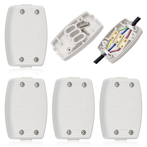 KYYGKY 4 Stück Abzweigdose Klein Kabeldose Anschlussdose Kunststoff 13amp 250v Verbindungsdose Aufputz Elektrische Abzweigdose Junction Box Abzweigdose Weiß Kabelanschlussdose (64 * 41.5mm)