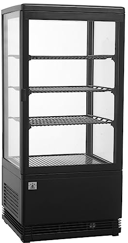 METRO Professional Kühlvitrine GGC2078B, Gastro-Vitrine, schwarz, 78 L, 2.4 kWh/24h Temperaturbereich 0°C - +12°C mit 3 verstellbaren Einlegeböden, LED-Oberlicht für Gastronomie, Bar, Restaurant