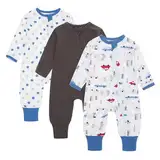 amo nenes 3er Pack Baby Strampler Neugeborene 0.5 Tog mit Füßen und Ärmel 100% Baumwolle Atmungsaktiv Baby Jungen Mädchen Overall, Baby Kleidung Langärmelige, 0-24 Monate