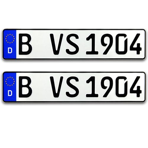 VooSale zertifizierte Eurokennzeichen in der Standard-Größe 520mm x 110mm mit ihrer Wunschprägung auch für Fahrradträger geeignet in Top Qualität (2 Kennzeichen)