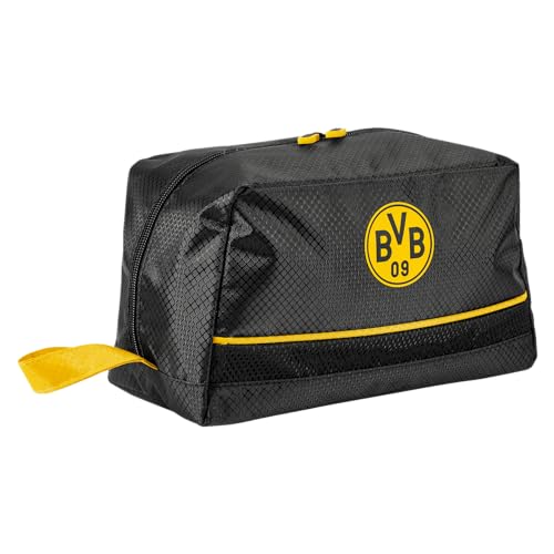 Borussia Dortmund Unisex – Erwachsene BVB Kulturbeutel, Fanartikel in schwarzgelb, schwarz, 27 x 14 x16 cm