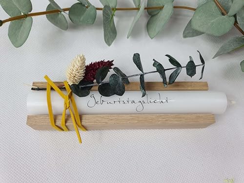 Geburtstagsgeschenk - Stabkerze mit Spruch -Geburtstagslicht- mit Holz - Freundinnengeschenk