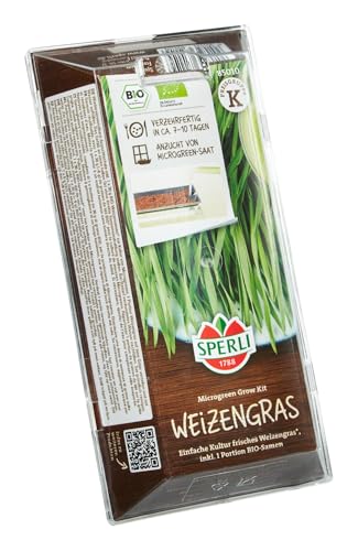 Sperli BIO Microgreen Grow Kit, Anzuchtset Weizengrassamen 85010 - Wiederverwendbare Anzuchtschale für eine einfache Kultur - Grassamen, Saatgut