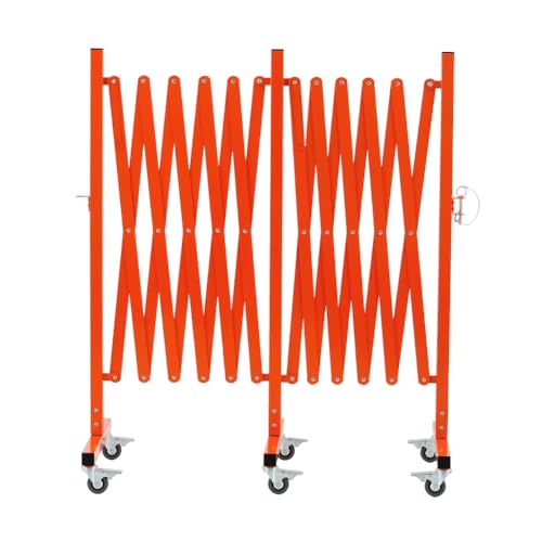 Industrielle Scherengitter Absperrung, 5 Meter, Metallbarrikade, leicht zu montierende Absperrkette mit Rollen, Outdoor Mobiles Absperrgitter, Orange Absperrung Ausziehbar