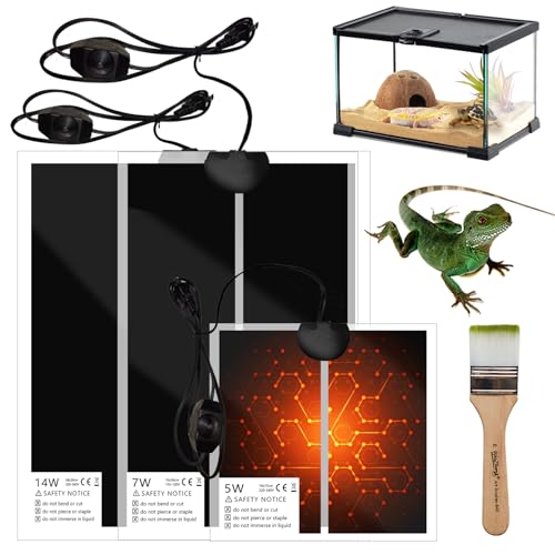 heizmatte Terrarium heizmatte mit Thermostat, Terrarium Heat Mat für Pflanzen/amphibischer/Terrarium/Reptilien heizmatte wasserdicht, Sicher und langlebig mit zum Schutz von Haustieren (7W)