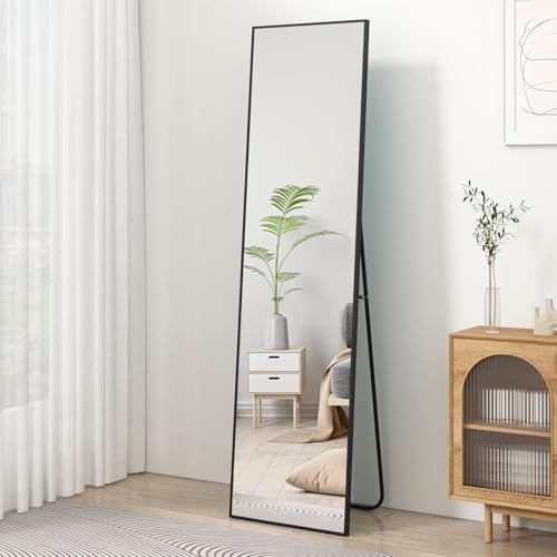 Dee.Romg Spiegel Groß 150x40cm Standspiegel und Wandspiegel in einem, Ganzkörperspiegel für Wand und Boden, Moderner Mirror in Schwarz Spiegel für Ankleidezimmer, Wohnzimmer, Flur und mehr