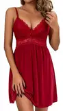 Tomkids Sexy Dessous für Damen Babydoll Unterwäsche Set Nachthemd mit Spitze Reizwäsche für Hochzeitsnacht & Valentinstag, Erotische Nachtmode in S-XXL