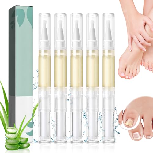 5 StüCk Nagel Behandlungs Stift, Nagelpilz Stift, Nagelpflegestift für Nägel mit Teebaumöl,Vitamin E & Aloe Vera für Gepflegte Fingernägel & Fußnägel (A)