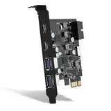 USB 3.0 PCIE Karte 6 Ports, PCI-E Karte auf USB 3.0 Typ C (2), Typ A (2) 19 Pin Anschluss Type E（A-Key） PCI Express Erweiterungskarte für Desktop PC Window